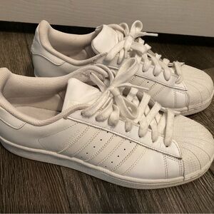 Adidas White Leather Superstar Sneakers men’s 8 white